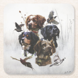 ブリタニースパニエル犬、鳥の狩りシーズン スクエアペーパーコースター