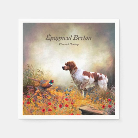 ブリタニースパニエル犬、鳥の狩りシーズン スタンダードカクテルナプキン (正面)