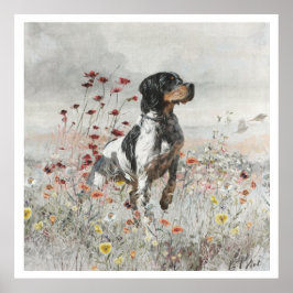 ブリタニースパニエル犬、鳥の狩りシーズン ポスター