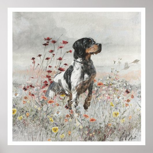 ブリタニースパニエル犬、鳥の狩りシーズン ポスター (正面)