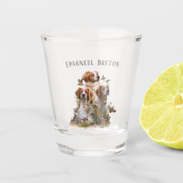 ブリタニースパニエル犬、鳥への情熱 ショットグラス