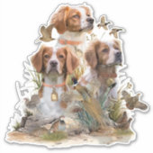 ブリタニースパニエル犬、鳥への情熱 シール (正面)