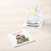 ブリタニースパニエル犬、鳥への情熱 スクエアペーパーコースター (インサイチュ)