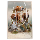 ブリタニースパニエル犬、鳥への情熱 ミディアムペーパーバッグ (正面)