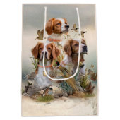 ブリタニースパニエル犬、鳥への情熱 ミディアムペーパーバッグ (裏面)