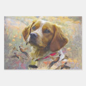 ブリタニースパニエル犬、鳥への情熱 ラッピングペーパーシート (正面2)