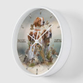 ブリタニースパニエル犬、鳥への情熱 壁時計 (傾斜)