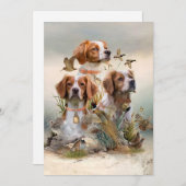 ブリタニースパニエル犬、鳥への情熱 招待状 (正面/裏面)