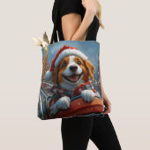 ブリタニースパニエル 犬 クリスマス トートバッグ (クローズアップ)