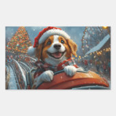 ブリタニースパニエル 犬 クリスマス 長方形シール (正面)