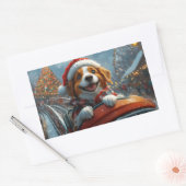 ブリタニースパニエル 犬 クリスマス 長方形シール (封筒)