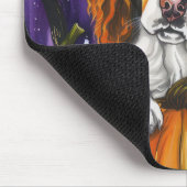 ブリタニー不気味スパニエル犬ハロウィンウィッチパンプキン マウスパッド (コーナー)