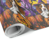 ブリタニー不気味スパニエル犬ハロウィンウィッチパンプキン ラッピングペーパー (ロールコーナー)