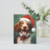 ブリタニー犬のクリスマス絵画ブラシのアートワーク シーズンカード (スタンド正面)