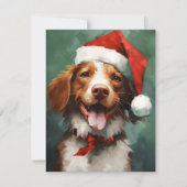 ブリタニー犬のクリスマス絵画ブラシのアートワーク シーズンカード (正面)