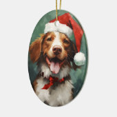 ブリタニー犬のクリスマス絵画ブラシのアートワーク セラミックオーナメント (左)