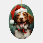 ブリタニー犬のクリスマス絵画ブラシのアートワーク セラミックオーナメント (裏面)