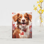 ブリタニー犬のバレンタインの日 カード (黄色い花)