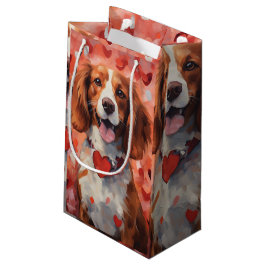 ブリタニー犬のバレンタインの日 スモールペーパーバッグ