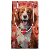 ブリタニー犬のバレンタインの日 スモールペーパーバッグ (正面)