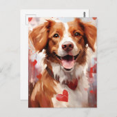 ブリタニー犬のバレンタインの日 ポストカード (正面/裏面)