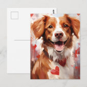 ブリタニー犬のバレンタインデー ポストカード (正面/裏面)