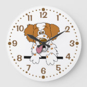 ブリタニー犬の恋人の時計の漫画スパニエル犬のためのギフト ラージ壁時計 (正面)