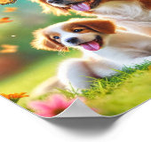 ブリタニー犬の母と彼女の子犬 ポスター (角)