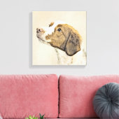 ブリタニー絵画ズ – かわいいオリジナルドッグアート キャンバスプリント (インサイチュ (リビング))