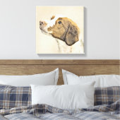 ブリタニー絵画ズ – かわいいオリジナルドッグアート キャンバスプリント (インサイチュ (寝室))