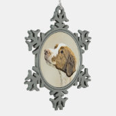 ブリタニー絵画ズ – かわいいオリジナルドッグアート スノーフレークピューターオーナメント (左)