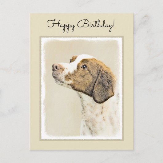 ブリタニー絵画ズ – かわいいオリジナルドッグアート ポストカード (正面)