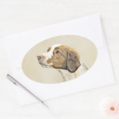 ブリタニー絵画ズ – かわいいオリジナルドッグアート 楕円形シール (封筒)