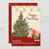 ブリタニー・スパニエル ツリー プレゼント 楽しいホリデーシーズン (正面/裏面)