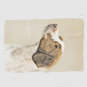 ブリタニ絵画ーズ-かわいいオリジナルの犬芸術 ゴルフタオル (横)