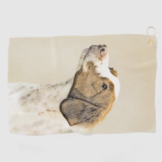 ブリタニ絵画ーズ-かわいいオリジナルの犬芸術 ゴルフタオル (横)