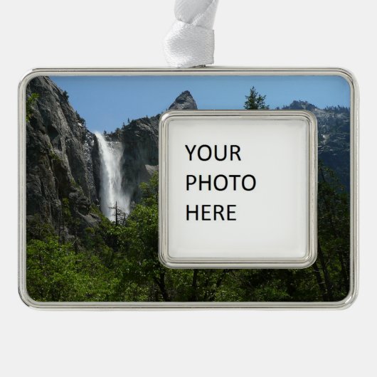ブリダルヴェール滝ズアットヨセミテ国立公園 シルバープレートフレームオーナメント (正面)