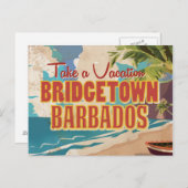 ブリヂスタウン、バルバドスヴィンテージ旅行ポスター ポストカード (正面/裏面)