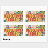 ブリヂスタウン、バルバドスヴィンテージ旅行ポスター 長方形シール (シート)