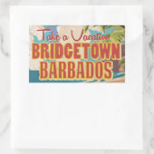 ブリヂスタウン、バルバドスヴィンテージ旅行ポスター 長方形シール (バッグ)