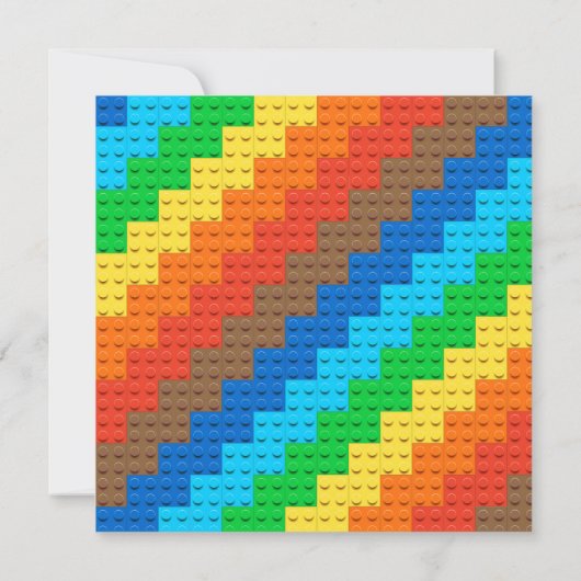 ブリッはっきりしたクカラフル建物ブロック誕生日 招待状 (裏面)