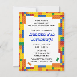 ブリッカラフルク建物ブロックバースデーパーティー 招待状