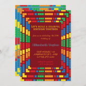 ブリッカラフルク建物ブロックバースデーパーティー 招待状 (正面/裏面)