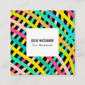 ブリッカラフルツミニマリストバスケット手作り スクエア名刺 (正面)