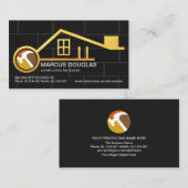 ブリックウォールニュー金ゴールド鍵ホーム建物建築 名刺 (正面/裏面)