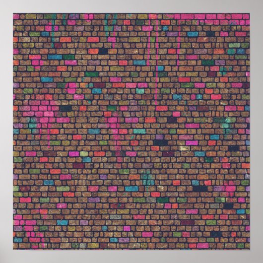 ブリックカラフルウォールのテクスチャ ポスター (正面)