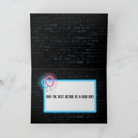 ブリックカード上の80誕生日マーキーのネオン カード (内部)