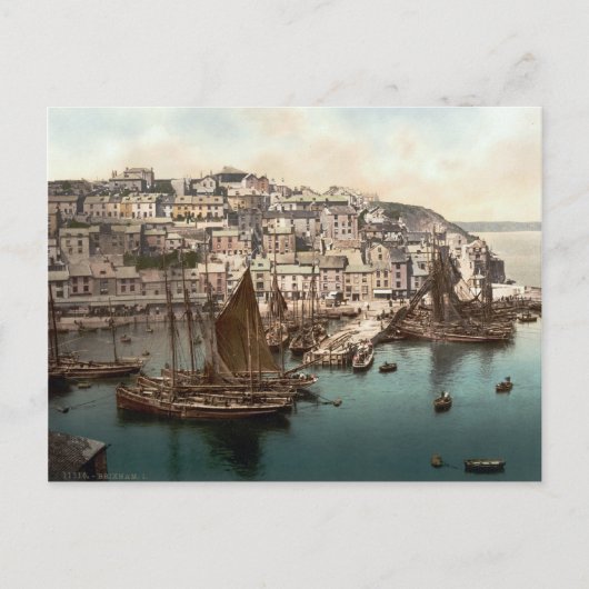 ブリックスハムハーバー、デボン、イングランドc.1895 ポストカード (正面)