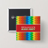 ブリックトイ建物建築誕生日パーティー 缶バッジ (正面&裏面)