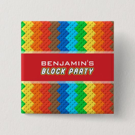 ブリックトイ建物建築誕生日パーティー 缶バッジ (正面)
